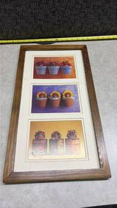 lot 981 image: Anne Geddes Floral Trio Print Set in Wood Frame