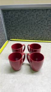 lot 1003 image: Corelle Red Stoneware Coffee Mugs Set of 4