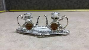 lot 1014 image: Colorado Souvenir Miniature Silver Teapot Salt Shaker Set