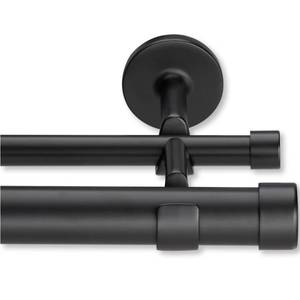 lot 5589 image: MODE Cambria Designer Series - Premium 7 foot Custom Double Curtain Rod - 1-18 inch Large Diameter - Non-Adjustable for a Seamless Look - Premium Designer Brackets and End Caps - Satin Black Finish