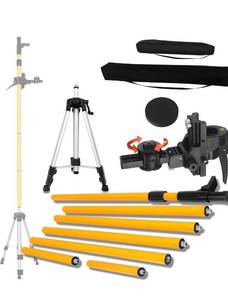 lot 5593 image: 13.77-foot4.2-meter multifunctional laser level pole with 3.93-foot1.2-meter tripod and 14 or 58 threaded interface with swivel gimbal
