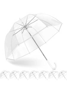 lot 5601 image: Clear Bubble Umbrella Wedding, High-Visibility Transparent Rain Umbrellas Bulk 8 pack