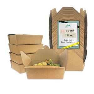 lot 5610 image: Kaderron 70Oz 50Pcs Disposable Take Out Food Containers, Brown Food Boxes To Go Kraft Paper Takeout Box Microwaveble and Refrigerator Safe(70OZ-50PACK)