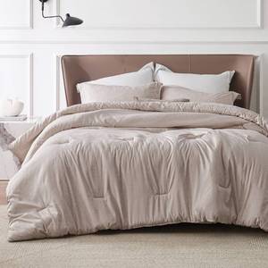 lot 5617 image: Bedsure Oversized King Comforter Set - Warm Taupe Soft Bedding for All Seasons, Cationic Dyed Bed Set, 3 Pieces, 1 Oversized King Size Comforter (120x 98) and 2 Pillow Shams (20x 362)
