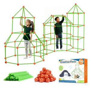 lot 5623 image: Tiny Land Fort Building Kit Creative Fort Indoor Outdoor for 5-12 Years Old Boys and Girls STEM Building Toys with Storage Bag DIY Castles Tunnels with 86 Rods and 44 Balls