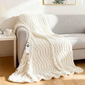 lot 5631 image: Eastsora Heated Blanket Flannel Throw Blanket, 50X 60 Electric Heating Blanket with ETL & FCC & 12 Heating Levels & Auto Shut Off��Machine Washable (Milky White)