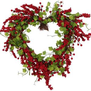 lot 5633 image: Pudate Valentines Day Wreath Heart Wreath with Red Berries Lush Green Ivy, Romantic Front Door Decoration for Spring Mothers Day, Perfect for Weddings & IndoorOutdoor Farmhouse D�cor