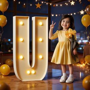 lot 5634 image: Marquee Letters 3 Feet Tall Large Light Up Letters U Happy Birthday Decorations Marry Me Engagement Party Decor Yellow Light Birthday Decorations Balloon Arch Kit Foam Sign U