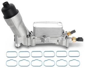 lot 5643 image: Upgraded Aluminum Engine Oil Filter Housing Kit with Oil Cooler Sensors and Gaskets Compatible with 2011-2016 Chrysler 200 300, Dodge Charger Challenger Journey, Wrangler, Ram ProMaster 3.6L