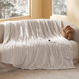 lot 5645 image: Bedsure GentleSoft Electric Blanket Twin - Soft Ribbed Flannel Heated Blanket, Heating with 10 Time Settings, 6 Heat Settings, and 8 hrs Timer Auto Shut Off, Gifts for Grandma (62x84 inches, Cream)