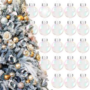 lot 5646 image: OCTERIC 30Pcs Christmas Iridescent Ornaments Balls, 2.4 Transparent Plastic Ornaments with Removable Silver Cap Hanging Cords for Xmas Holiday Home Party Decor DIY Crafts