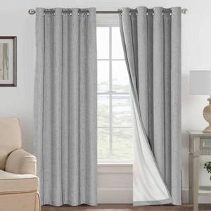 lot 5659 image: H.VERSAILTEX Linen Blackout Curtains 108 Inches Long 100% Blackout Thermal Insulated Textured Linen Look Curtain Draperies Anti-Rust Grommet, Energy Saving with White Liner, 2 Panels, Dove Gray
