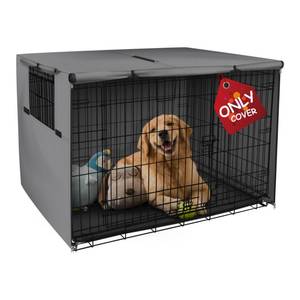lot 5662 image: Explore Land Dog Crate Cover Heavy Duty Polyester Pet Kennel Sunshade Universal Fit for 36 inches Wire Cage (Grey)
