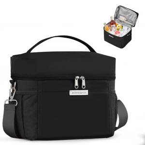 lot 5668 image: HOMESPON Lunch Box for Women Men - Insulated Lunch Bag Waterproof Lightweight Cooler Bag for Work, Picnic, Travel (Large, Black)