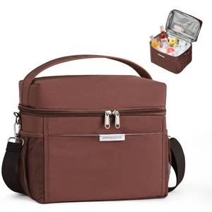 lot 5670 image: HOMESPON Lunch Box for Women Men - Insulated Lunch Bag Waterproof Lightweight Cooler Bag for Work, Picnic, Travel (Medium, Brown)