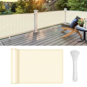 lot 5678 image: LOVE STORY Balcony Privacy Screen, 3x10 Butter Cream Deck Shield Screen Fence Cover (HDPE),UV Protection and Weather-Resistant,3 FT Height for Deck, Patio, Backyard, Outdoor Pool, Porch, Railing