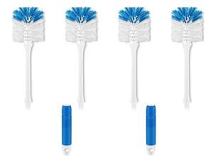 lot 5689 image: Bottle Brush Cleaner, Long Handle Bottle Brush with Dual Bristles for Water Bottles, Glassware, Mugs, Sports & Baby Bottles Cleaning, 2 Handles with 4 Brush Heads