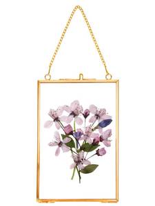 lot 5693 image: REDHUGO Hanging Pressed Flower Frames, Double Glass Floating Picture Frame Handmade, Glass Frame for Pressed Flowers, Vintage Brass Picture Frame for Artwork Wall Display Mount, Gold, 4x6 Inches