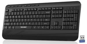 lot 5705 image: TECKNET Ergonomic Wireless Keyboard for Laptop, 2.4G USB Silent Computer Keyboard with Comfortable Palm Rest & Adjustable Feet Stand for Desktop, PC, Notebook, Surface and Windows, Full Size Layout