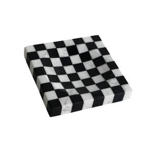 lot 5708 image: StonePlus Marble Stone Black and White Checkerboard Square Small Splicing Mosaic Tray Jewelry Dish (Black and White)