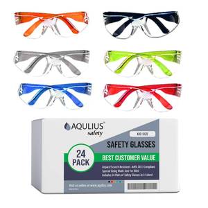 lot 5714 image: Aqulius Kids Safety Glasses - Eye Protection Glasses - Safety Goggles for Kids - Classroom Goggles Set - 24-Pack, Child Size
