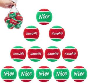 lot 5722 image: PUPTECK Squeaky Tennis Balls for Dogs - Christmas Dog Rubber Ball Toys 12 Pack, Interactive Dog Training Bounce Toys for Holiday, 2.5 inches