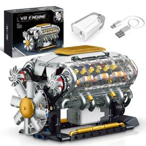 lot 5723 image: BseSparklion V8 Engine Model Kit That Runs, Build Your Own Mini Visible Car Motor, Physical Science Experiment Building Set for Adults & Teens, STEM Toy Gift for Boys 14 (703 PCS)