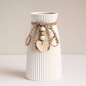 lot 5732 image: DomeStar White Ceramic Vase, Small Flower Vase for Pampas Grass, Home, Living Room, Dining Table, Farmhouse, Office Decor, Bedroom, Table, Kitchen Shelf, Minimalist Modern Home Decoration