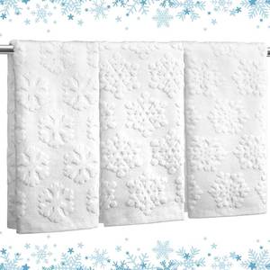 lot 5741 image: Oudain 3 Pcs Winter Hand Towels Set Christmas Snowflakes Bath Towels 29.5 x 13.7 Inch 100% Cotton Snowflakes Jacquard Kitchen Decors for Bathroom Winter Xmas Cooking Cleaning Drying Gifts(White)
