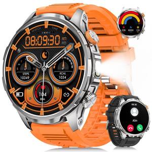 lot 5754 image: Smart Watches for Men, Military Smart Watch with 100 Days BatteryFlashlightHeart RateSleepSpO2 MonitorCalling110 Sports Mode, 5 ATM Rugged Mens Fitness Tracker Watch for Android iPhone(Silver)
