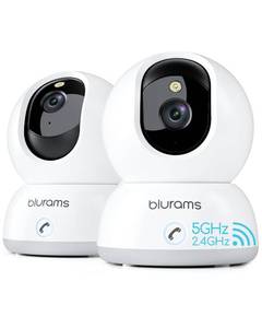 lot 5755 image: blurams 5G Indoor Camera, 2K Nanny Cam, 360° PTZ Pet Camera with Phone App, One-Touch Call, ColorIR Night Vision, Dual-Band Wi-Fi, Motion Tracking, Compatible with Alexa(2Pack)