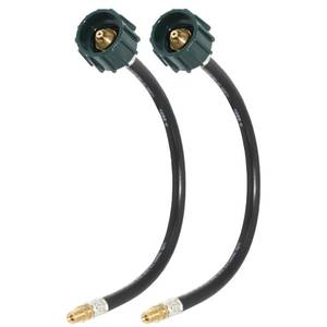 lot 5764 image: Flame King E15INPT-X2 Pigtail Hose Connectors, 14 Male Inverted Flare (NOT NPT) for RV, Van, or Trailer, Propane Tank 2-Stage Auto Changeover Regulators, 15 inches (2-Pack), BlackGreen