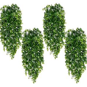 lot 5766 image: Waipfaru 4Pcs Fake Hanging Plants 2.7ft Fake Plants Eucalyptus Leaves UV Resistant Fake Vines Ivy Artificial Plants Outdoor Faux Plants Indoor Bedroom Living Room Boho Wall Porch Shelf Decor