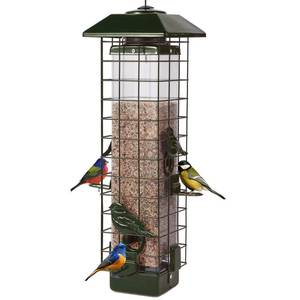 lot 5770 image: Squirrel Proof Bird Feeder, Metal Mesh Bird Feeder for Outside, Large Capacity and 4 Ports Perches (Green)