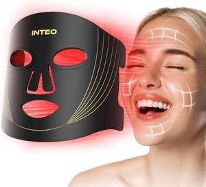 lot 5772 image: INTEO Red Light Therapy for Face, 3 Modes Portable Led Face Mask Light Therapy with Remote, Near-infrared 850 Red Light Mask with Timing Function, Led Light Therapy At Home 180 LED Beads