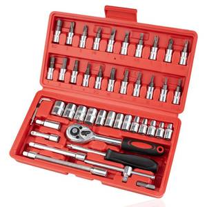 lot 5778 image: Beaiguna 46PCS Small Drive Socket Ratchet Wrench Screwdriver Set, 14 Inch Metric Socket and Ratchet Wrench Set with Extension Bar, Upgrade Compact Tool Set for Car
