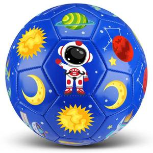 lot 5784 image: HyDren Kids Size 3 Soccer Ball with Pump Official Cute Cartoon Toddler Soccer Durable Outdoor Indoor Sports Football Game Charity Gift for Kids Boys Girls 4 to 6(Space)