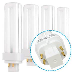 lot 5785 image: KOR - 13 Watt Double Tube - G24Q-1 (4 Pin)Base, 2700K Warm White - CFL Light Bulb. Replaces Sylvania 20682 CF13DDE827 - Philips 38325-7 PL-C 13W8274PALTO and GE 97594 F13DBX827ECO4P (4 Pack)