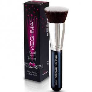 lot 5791 image: Large Flat Top Kabuki Foundation Brush by Keshima - Premium Makeup Brush for Liquid, Cream, and Powder - Buffing, Blending, and Face - 1.6 Top Diameter