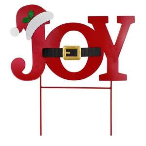 lot 5799 image: Morning View Christmas Joy Garden Stakes Decorations Metal Joy Yard Sign Outdoor Lawn Ornaments Xmas Yard Stake Holiday Winter Wall Decor for Patio Pathway Outside Red 19 Inches Tall