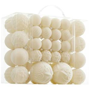 lot 5800 image: Velvet Christmas Ball Ornaments - 46pcs Flocked Christmas Tree Decorations Set Assorted Shatterproof Hanging Ornaments with Loop for Xmas Holiday Home Decor, 3 Sizes (Cream)