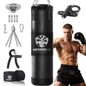 lot 5805 image: Mesmerize Punching Bag for Adults, 4ft Heavy Boxing Bag Set with 197 Inch Boxing Hand Wraps for MMA Karate Kickboxing Home Gym Martial Art - Unfilled