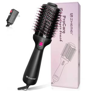lot 5807 image: ZM ZHEMEI 1300W Hair Dryer Brush,4 in 1 Blow Dryer Brush Anti-frizz Ceramic Titanium Barrel with ALCI Safety Plug Professional Salon Hot Air Brush for All Hair Types (Black)