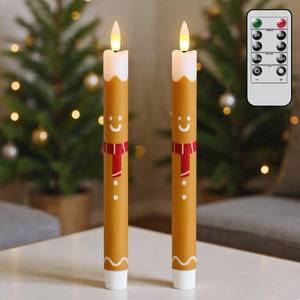 lot 5809 image: Lasumora Christmas Flameless Taper Candles with 6H Timer, 2 Pcs Gingerbread Man LED Candlesticks with 3D Flickering Flame for Home D�cor Christmas Gifts