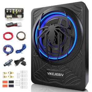 lot 5826 image: 1200W Subwoofer, Slim Underseat Car Subwoofer and Amp Package with Ambient Light, Individual Control for Low PassGainBoost Bass, Loud Stereo Sound, Deep Bass Perfect for TruckSUVJeepMPV (Black)
