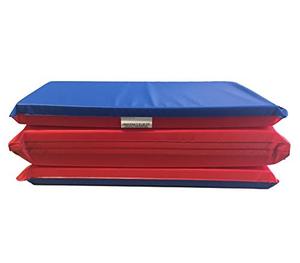 lot 5829 image: KinderMat, 1.5 Inch Thick, 4-Section Rest Mat, RedBlue, Great for School, Daycare, Travel, and Home, 100% Made in The USA