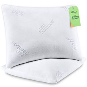 lot 5830 image: Zen Bamboo Cooling Pillows for Sleeping - Premium Bed Pillow Cool & Breathable Cover - Reduces Neck Pain - Queen Size Set of 2