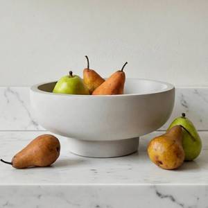 lot 5831 image: OAKOA Concrete Fruit Bowl for Kitchen Counter - Large Decorative Bowls for Home Decor - Modern Key Bowl for Entryway Table - Pedestal Bowl for Keys