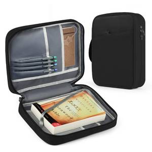 lot 5838 image: MOSLA Bible Cover Bag with for Women Men, Scripture Study Carrying Book Cover Church Bag with Handle and Pocket for Fathers Mothers Mom Kids, Catholic Church, Christian Gifts Black