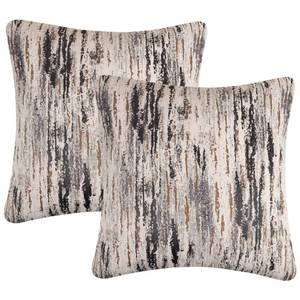 lot 5840 image: Yeiotsy Pack of 2 Nordic Style Decorative Throw Pillow Covers for Sofa Bed Card Chair Geometric Cushion Cases Jacquard Chenille (Grey Stripes, 18 X 18 Inches)